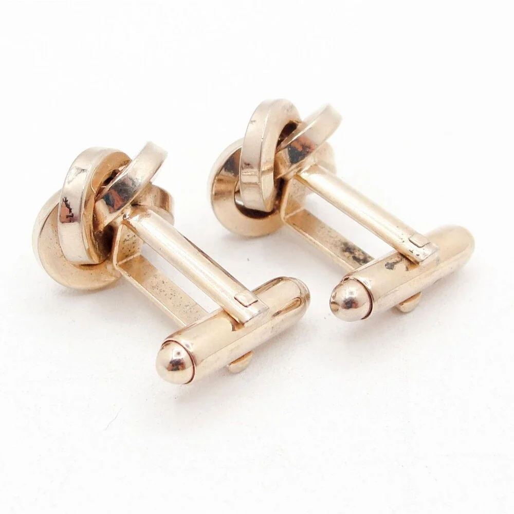 Vintage Gold Tone Love Knot Cufflinks Classic Men's Formal Swirl Wedding Groom